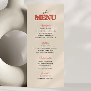 Modern Wedding Menu Template, Retro Wedding Menu, Colorful Menu, Fun Wedding Decor, Whimsical, Unique, Bold Menu, Instant Download W09