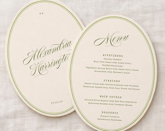 Oval Wedding Menu Template, Modern Vintage Menu, Retro Menu With Name, Guest Name Menu, Wedding Reception, W20