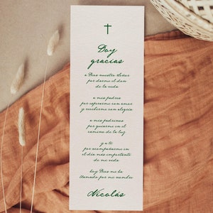 Baptism Prayer Cards Spanish, Spanish Baptism Prayer Card Template, Bow Baptism Template, Cross, Baptism Printable, Instant Download BZ8