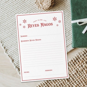 Briefsjabloon drie wijzen, brief voor drie wijzen Spaans, Spaanse kerst, kerstbriefsjabloon, instant download