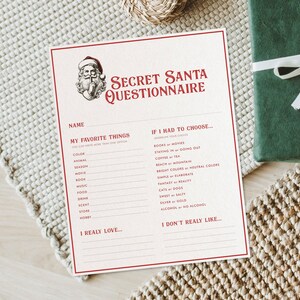 Secret Santa Reveal Card, Secret Santa Printable Gift Card, Secret