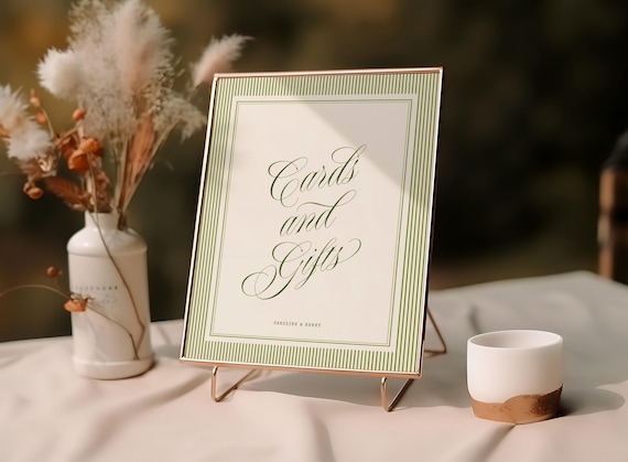 Retro Wedding Cards & Gifts Sign Template, Modern Vintage Wedding Signage, Wedding Sign Editable, Wedding Reception, Script Font, W20