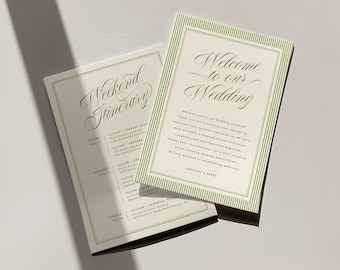 Retro Wedding Weekend Itinerary Template, Modern Vintage Welcome Bag Card, Wedding Insert Card, Wedding Timeline, Order Of Events, W20