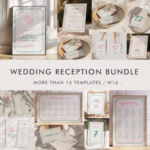 Modern Wedding Reception Bundle Templates, On The Day Wedding Bundle, Wedding Signage, Whimsical Wedding Day Bundle, Handwritten Wedding W16