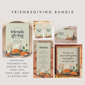 Thanksgiving Dinner Template Bundle, Editable Friendsgiving Dinner Kit, Thanksgiving Printables, Instant Download