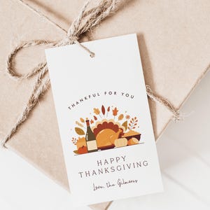 Thanksgiving Gift Tag Template, Happy Thanksgiving Editable Gift Tag, Thankful for you Tag, Thanksgiving Dinner Gift, Instant Download TG01
