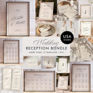Retro Wedding Reception Bundle Templates, On The Day Wedding Bundle, Wedding Signage, Modern Vintage Wedding Day Bundle, Script Font, W21