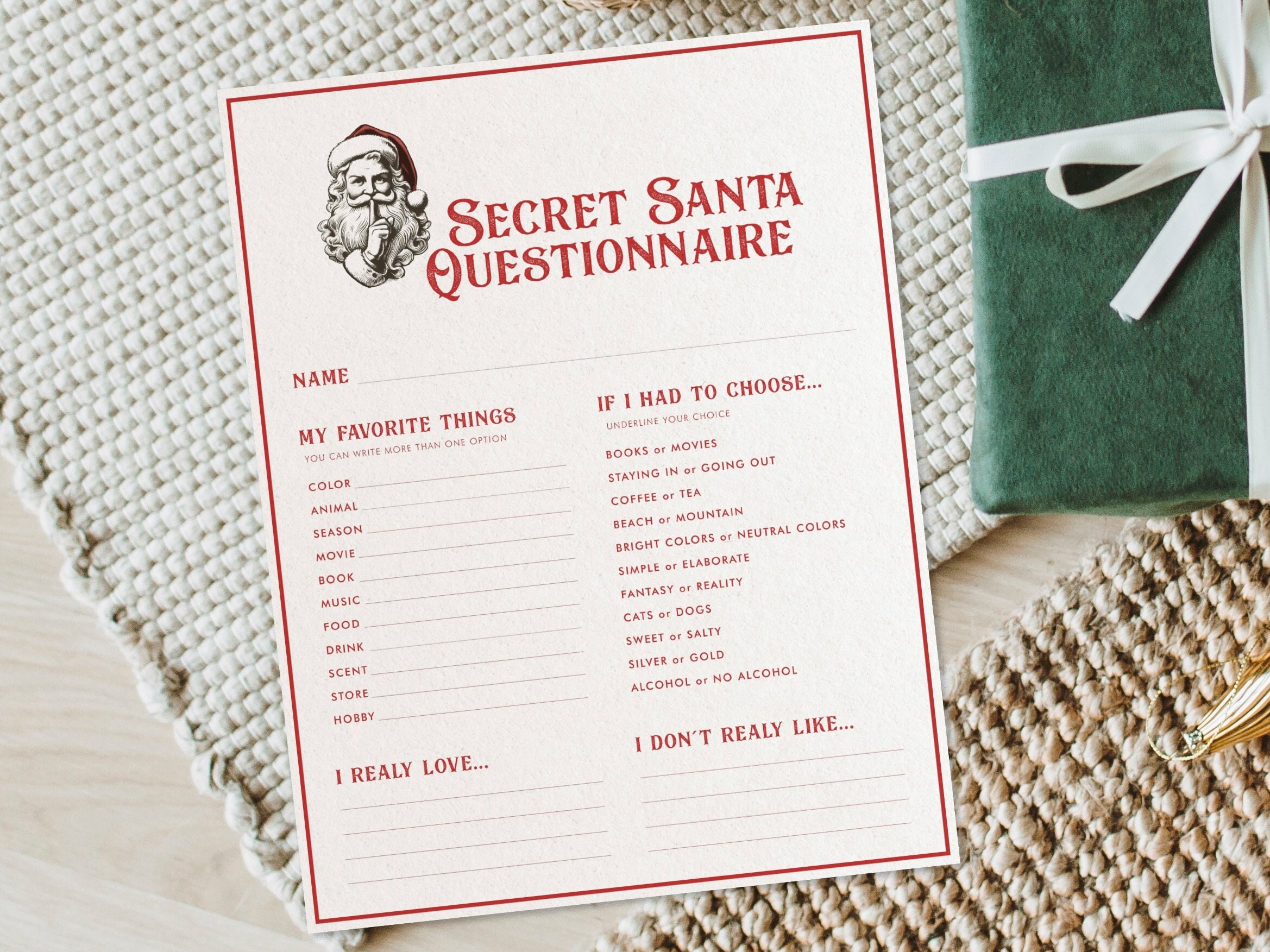 Secret Santa Gift Tag Printable, Secret Santa Gift Tag Template, Secret Santa for Work, Instant ...