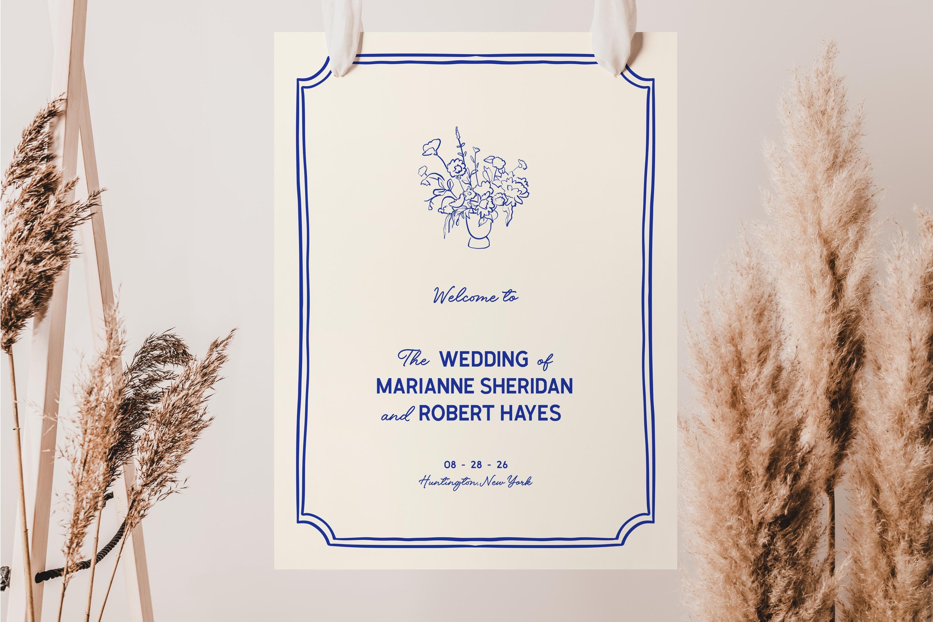 Modern Wedding Welcome Sign Template, Whimsical Welcome Sign Editable ...