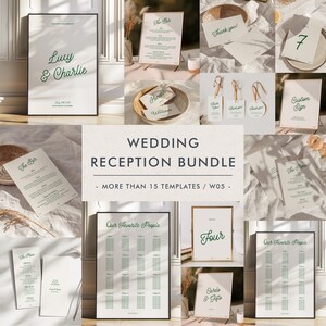 Moderne Hochzeitsempfang Bundle-Vorlagen, am Tag Hochzeit Bundle, Hochzeit Signage, Retro Hochzeit Tag Bundle, handgeschriebene Hochzeit, W05