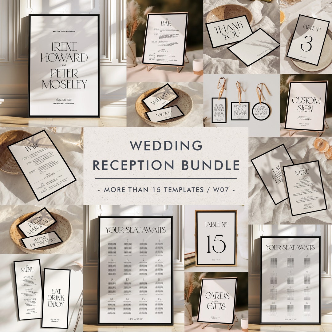 Retro Wedding Reception Bundle Templates, on the Day Wedding Bundle ...