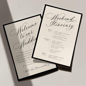 Elegant Wedding Weekend Itinerary Template, Editorial Welcome Note, Old Money Wedding Insert Card, Wedding Timeline, Order Of Events, W24