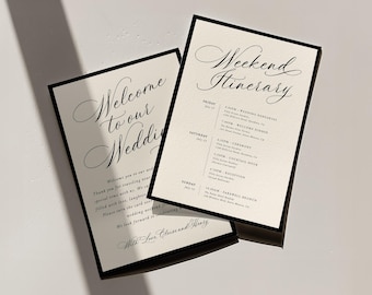 Elegant Wedding Weekend Itinerary Template, Editorial Welcome Note, Old Money Wedding Insert Card, Wedding Timeline, Order Of Events, W24