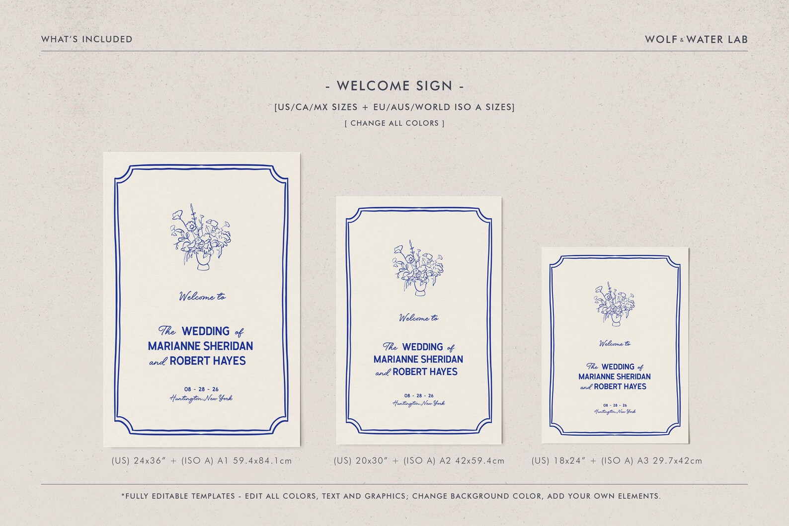 Modern Wedding Welcome Sign Template, Whimsical Welcome Sign Editable ...