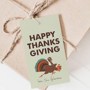 Thanksgiving Gift Tag Template, Thanksgiving Football Gift Tag Editable, Turkey and Touchdowns Tag, Turkey Gift Tag, Instant Download TG04