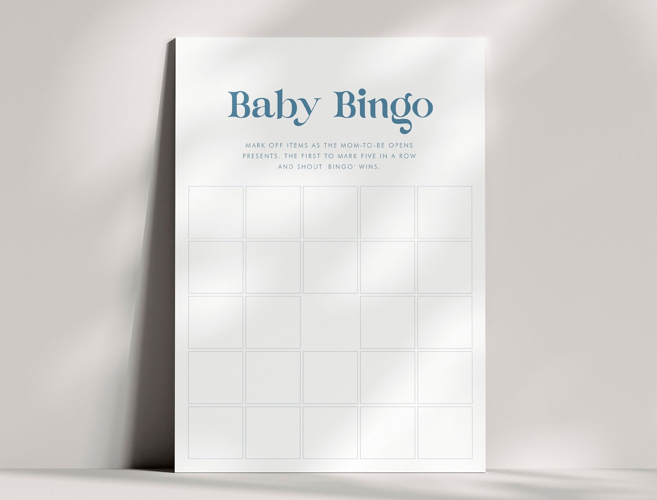 Babyshower Bingo Card Template, Blank Baby Bingo Card Blue, Editable ...