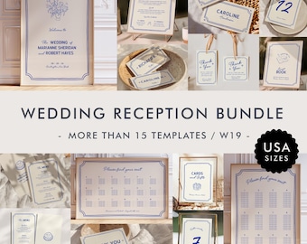 Modern Wedding Reception Bundle Templates, On The Day Wedding Bundle, Wedding Signage, Whimsical Wedding Day Bundle, Handwritten Wedding W19