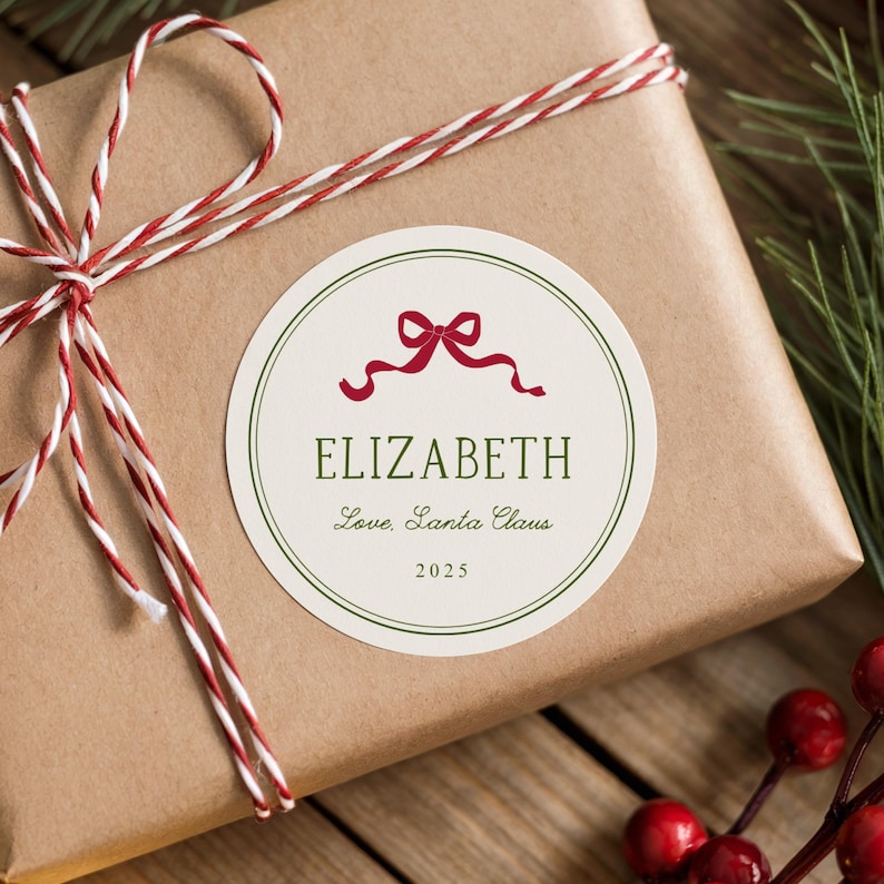 Christmas Name Sticker Template, Holiday Gift Label, Printable Name ...