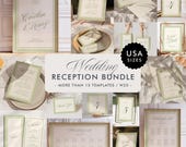 Retro Wedding Reception Bundle Templates, On The Day Wedding Bundle, Wedding Signage, Modern Vintage Wedding Day Bundle, Script Font, W20