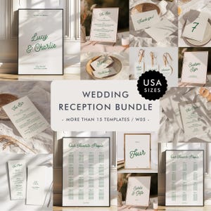 Modern Wedding Reception Bundle Templates, On The Day Wedding Bundle, Wedding Signage, Retro Wedding Day Bundle, Handwritten Wedding, W05