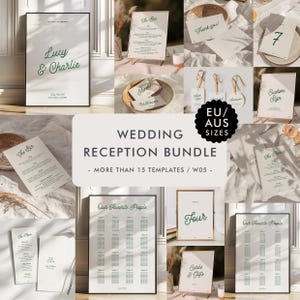 Modern Wedding Reception Bundle Templates, On The Day Wedding Bundle, Wedding Signage, Retro Wedding Day Bundle, Handwritten Wedding, W05