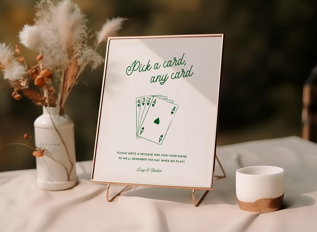 Pick a Card Sign Template, Playing Cards Wedding Sign, Playing Cards ...
