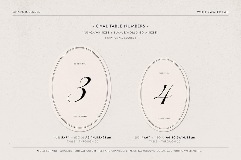 Oval Table Number Template, Modern Vintage Wedding Table Number, Retro ...