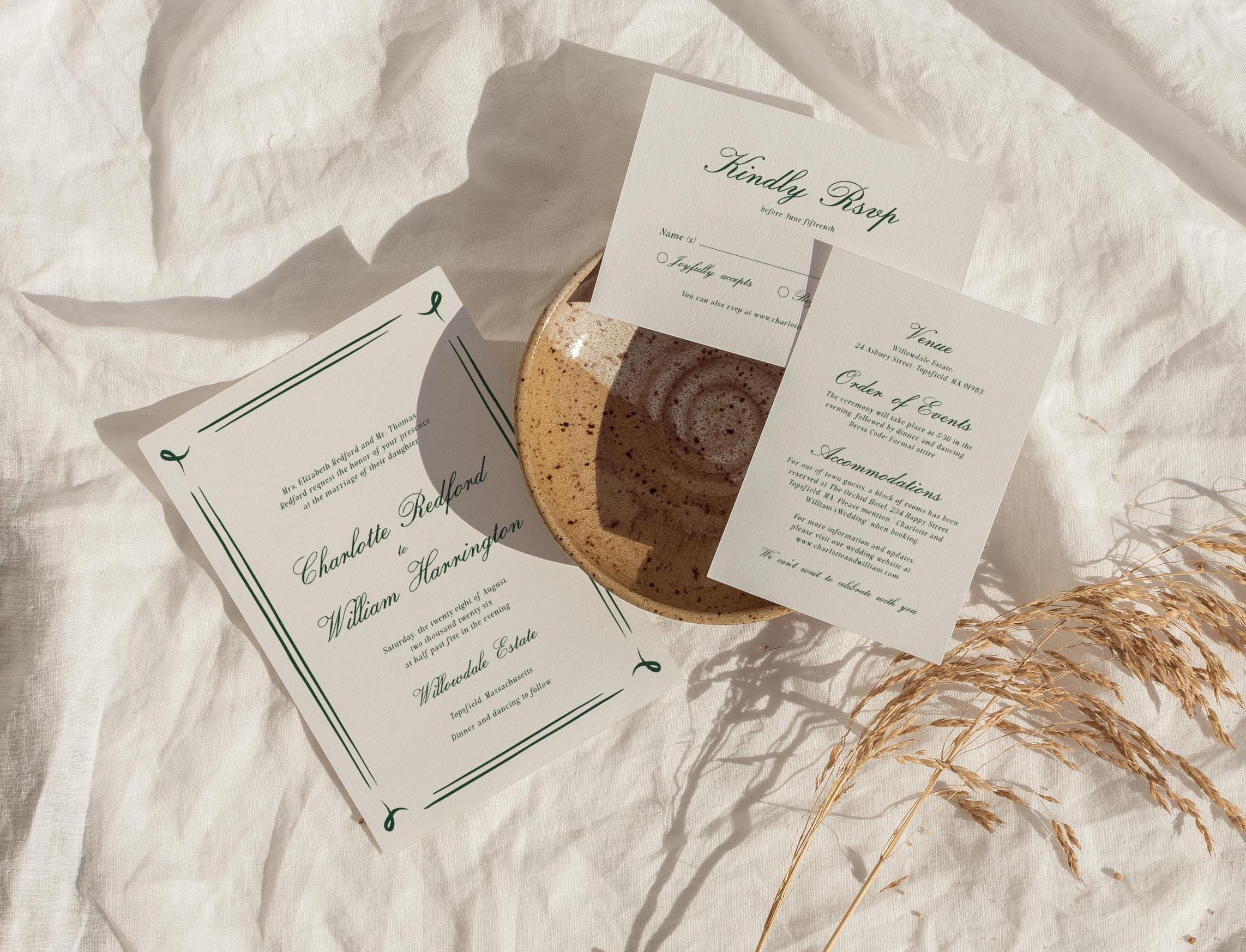 Handwritten Wedding Invitation Template Classic, Sage Green