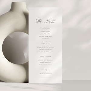 Retro Wedding Menu Template, Modern Wedding Menu, Simple Menu Wedding, Elegant Wedding Menu Minimalist, Calligraphy, Instant Download W17