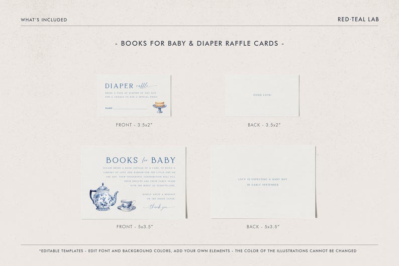 Teacup Raffle Tea Party Baby Shower Invitation Template, Baby Shower Bundle, Tea With ...