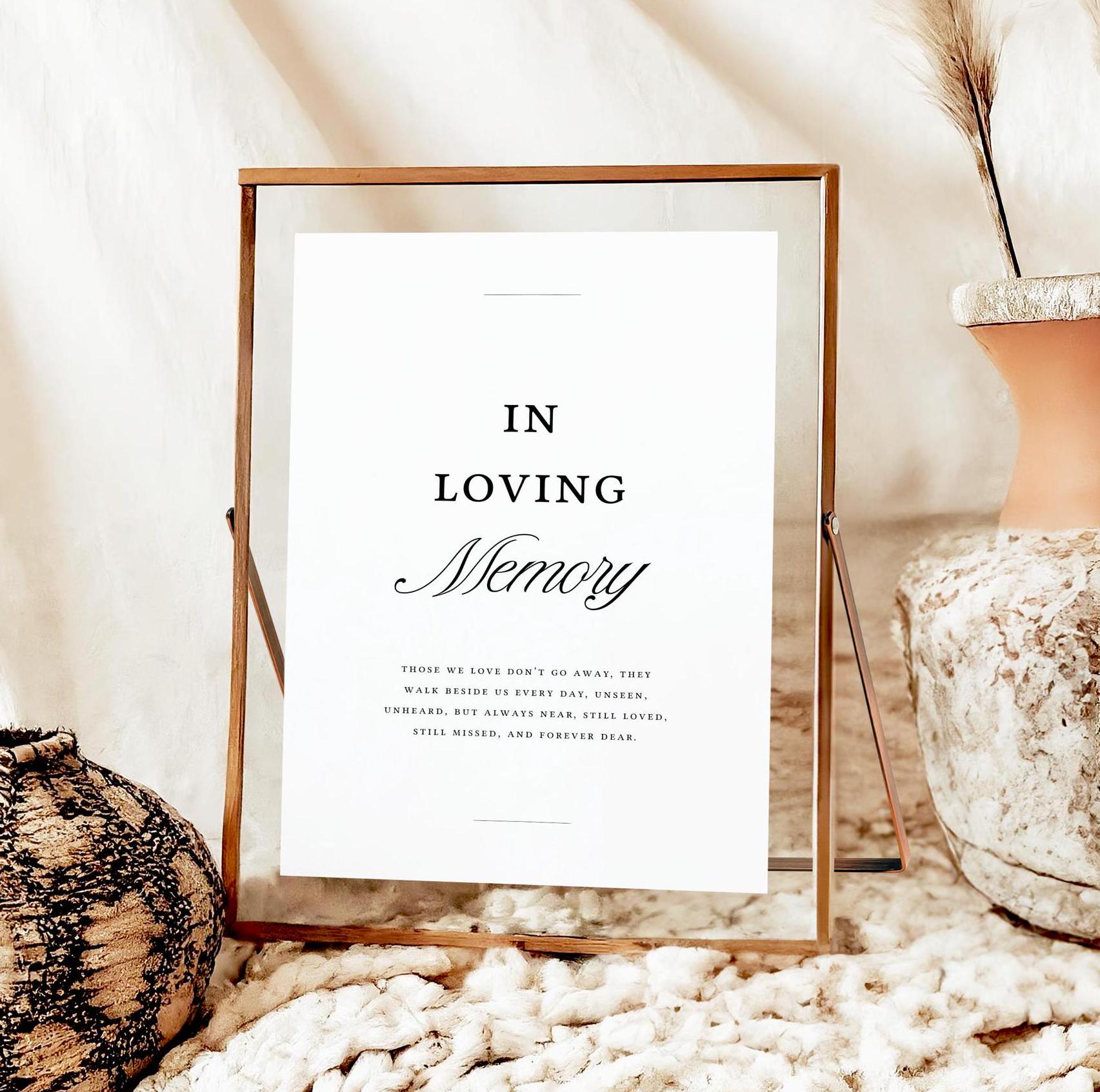 Memory Sign In Loving Memory Wedding Sign Template, in Loving Memory Sign ...