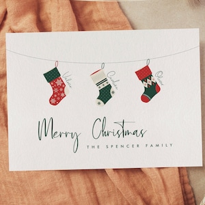 Personalisierte Weihnachtskarte, Karte mit 3 Familiennamen, personalisierbare Weihnachtskarte, Sofort Download