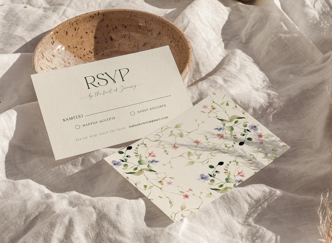 Baby Shower Rsvp Card Template, Wildflower Rsvp Card, Spring Baby ...