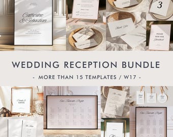 Retro Wedding Reception Bundle Templates, On The Day Wedding Bundle, Wedding Signage, Minimalist Wedding Day Bundle Simple, Calligraphy, W17