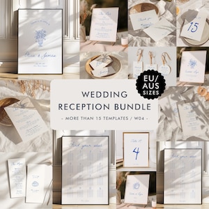 Modern Wedding Reception Bundle Templates, On The Day Wedding Bundle, Wedding Signage, Romantic Wedding Day Bundle, Handwritten Wedding, W04