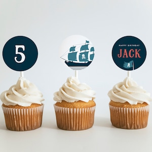 Pirate Cupcake Toppers, Pirate Editable Cupcake Toppers, Cupcake topper Template, Instant Download