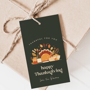 Thanksgiving Gift Tag Template, Happy Thanksgiving Editable Gift Tag, Thankful for you Tag, Thanksgiving Dinner Gift, Instant Download TG02