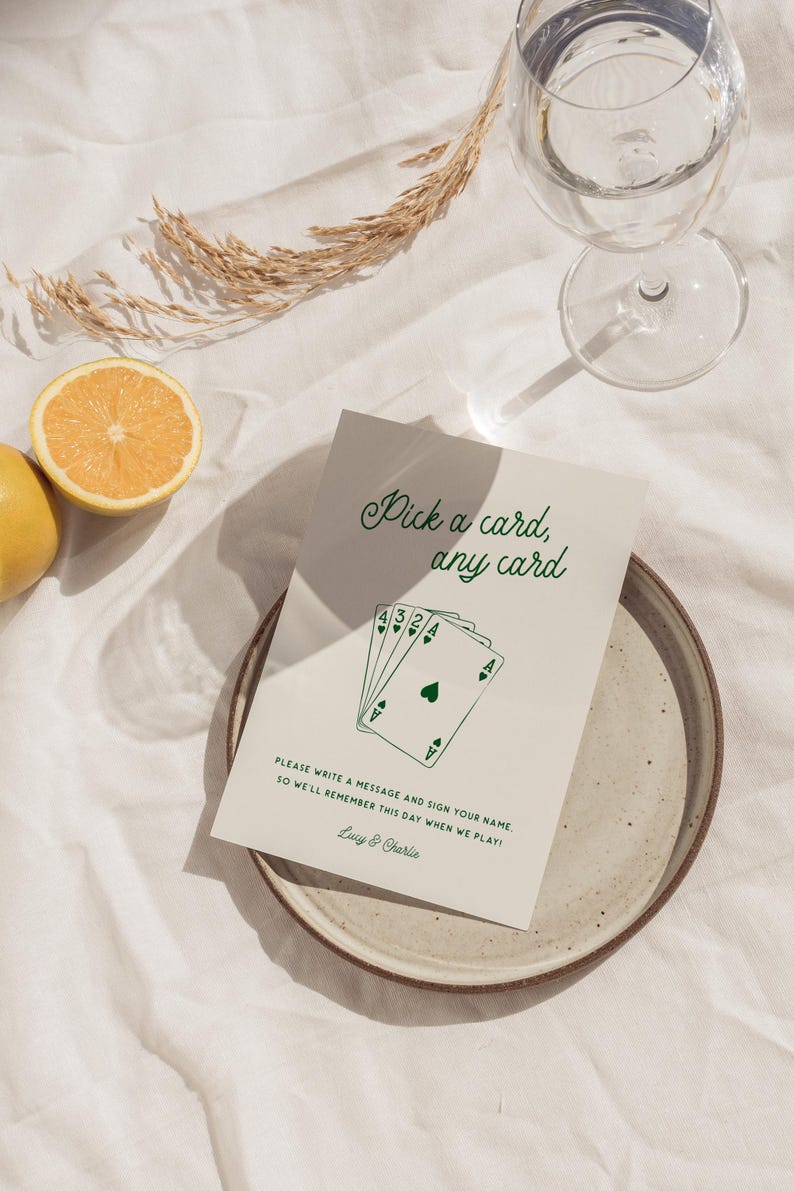 Pick a Card Sign Template, Playing Cards Wedding Sign, Playing Cards ...