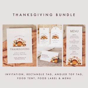 Thanksgiving Dinner Template Bundle, Editable Thanksgiving Dinner Kit, Thanksgiving Printables, Instant Download