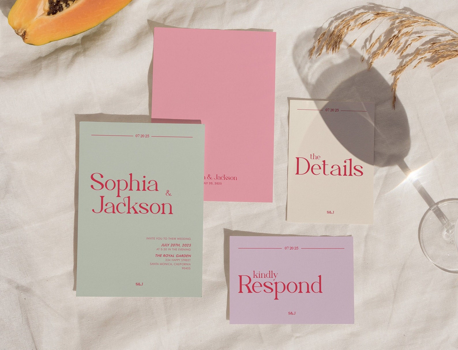 Modern Wedding Invitation Template, Bold Wedding Invite, Colorful ...