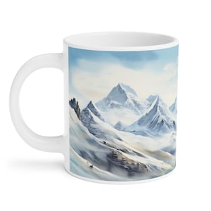 Swiss Alps Mountain Range Coffee Mug 3 - Watercolor Painting - 3 sizes available