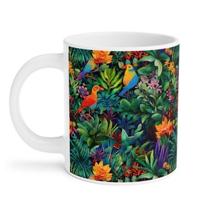 Lush Jungle Landscape with Tropical Birds Coffee Mug #1 (World Scapes Collection) - 3 sizes available