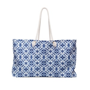 Portuguese Tiles (Blue & White Azulejos) Weekender Bag #4 (World Tiles Collection) - Hand Painted Traditional Tiles