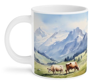 Schweizer Alpen Gebirge Kaffeetasse 4 - Aquarellmalerei - 3 Größen verfügbar
