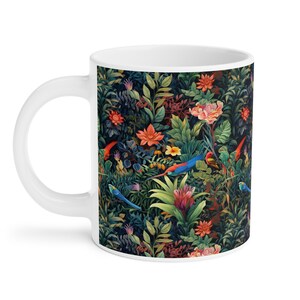 Lush Jungle Landscape with Tropical Birds Coffee Mug #3 (World Scapes Collection) - 3 sizes available