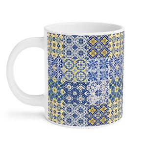 Portuguese Tiles (Mixed Azulejos) Coffee Mug #1 (World Tiles Collection) - Hand Painted Traditional Tiles - 3 sizes available