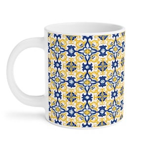 Portuguese Tiles (Blue & Yellow Azulejos) Coffee Mug #1 (World Tiles Collection) - Hand Painted Traditional Tiles - 3 sizes available