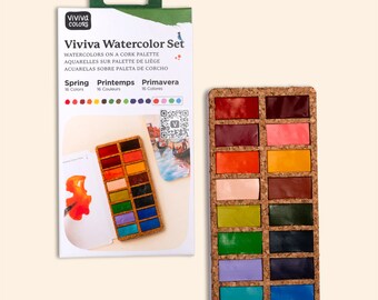 Viviva Cork Pans - Spring - 16 Handmade Watercolors