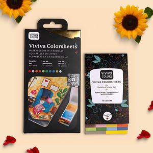 Viviva Travel-Friendly, Portable, 10 Handmade Metallic Watercolor Sheets