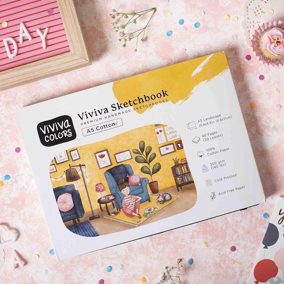 Viviva A5 Cotton Sketchbook: Handmade Watercolor Art Gift